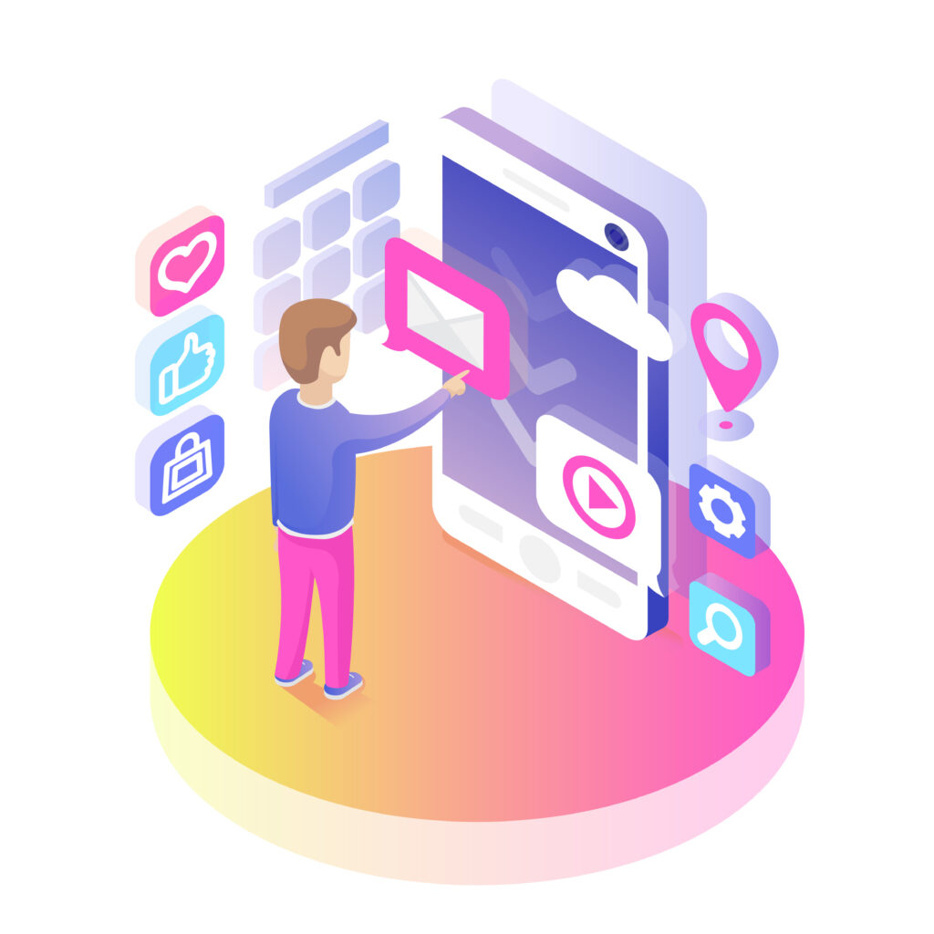 isometric smartphone user